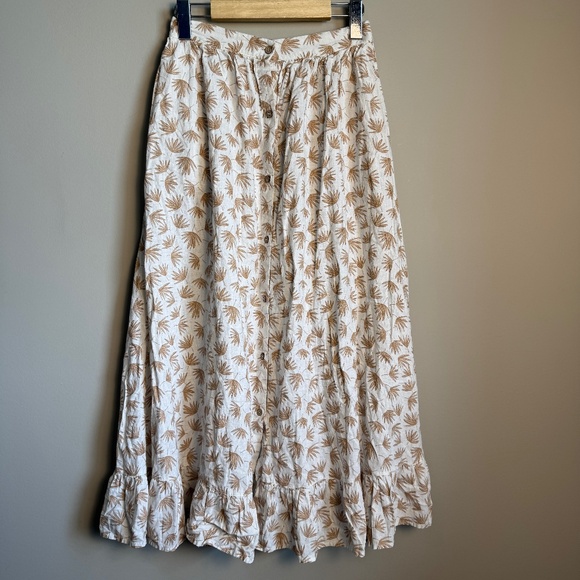 Rylee + Cru Dresses & Skirts - Rylee + Cru Womens Linen Blend Tropical Maxi Skirt Size Small Boho Beach Palm